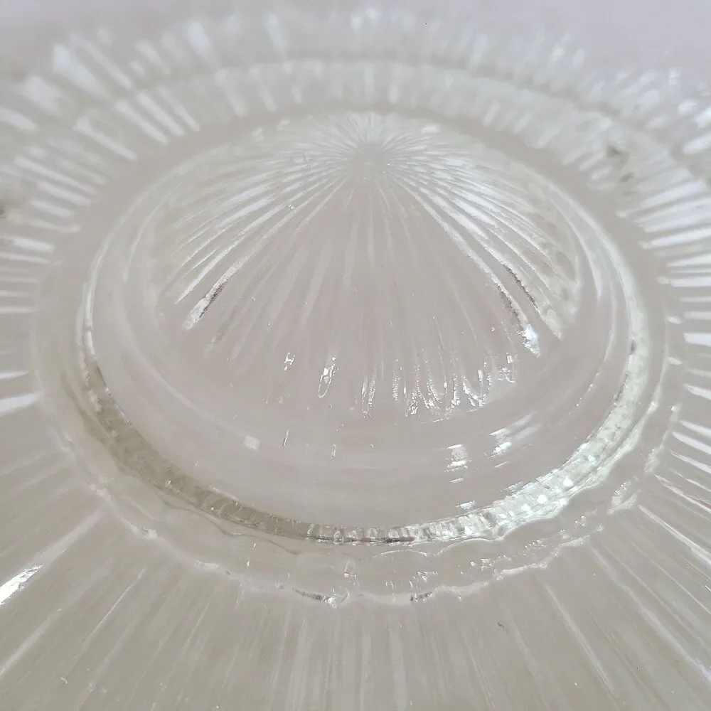 Vintage Art Deco Pressed Glass Starburst 3-Chain Ceiling Light Fixture Shade 9